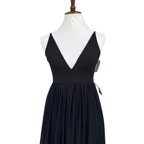Dress the Population Phoebe Sleeveless Plunging Chiffon Gown Dress Black Size S - Picture 1 of 16